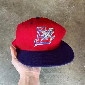 Vintage‎ 80s wool Red and navy baseball snapback hat